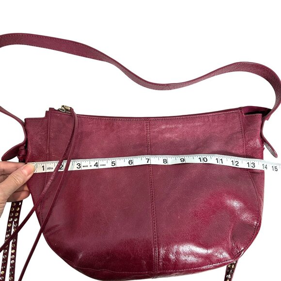 HOBO International Slouchy Shoulder Bag Studded Tassels Merlot Wine Burgundy - Picture 8 of 11
